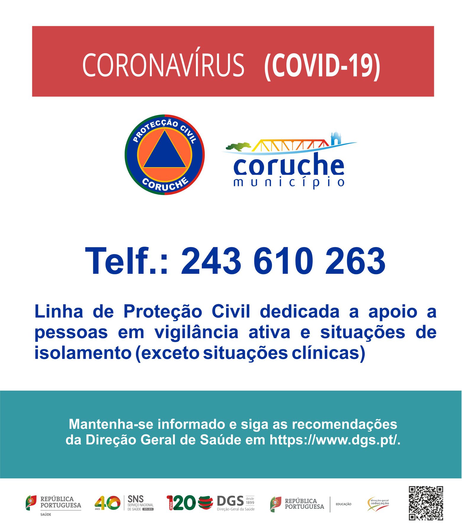 CORONAVÍRUS(COVID – 19) – Linha da Proteção Civil  Município de Coruche